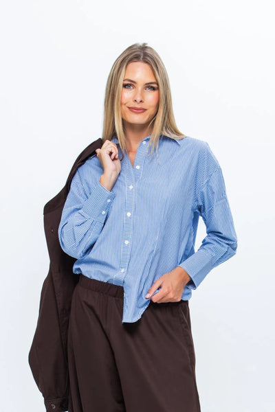 Hepburn Winter Shirt - Blue & White Stripe