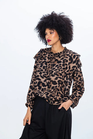 Bardot Winter Shirt - Brown Animal