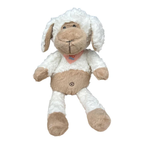 Plush Soft Toy 30cm – White & Beige Lamb Bandana