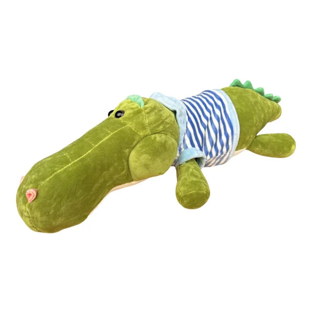 Plush Soft Toy 30cm – Green Crocodile Blue Striped Shirt