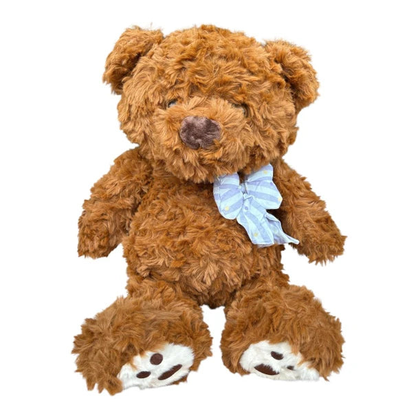 Plush Soft Toy 30cm – Brown Teddy Bear with Blue Bow