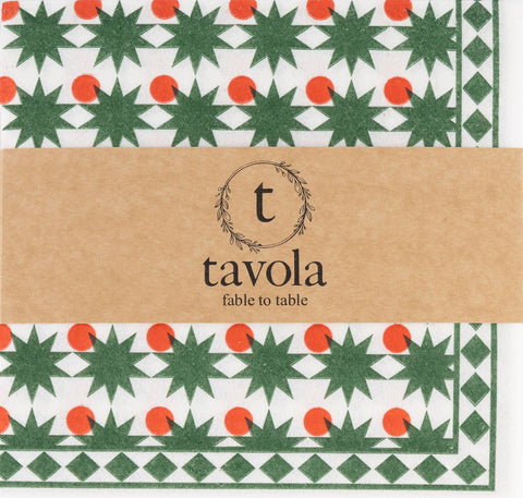 Tavola Biodegradable napkins - Star Red & Green Napkin
