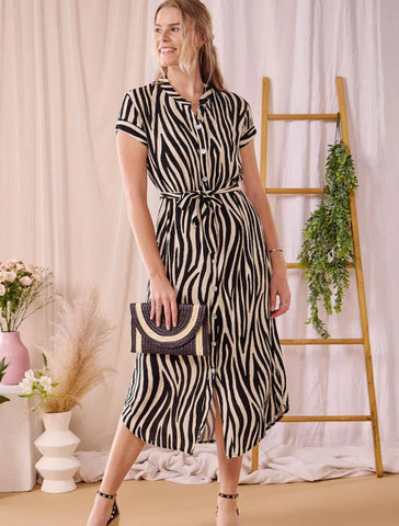 Iris - Zebra : Classic Button up Maxi Shirt Dress