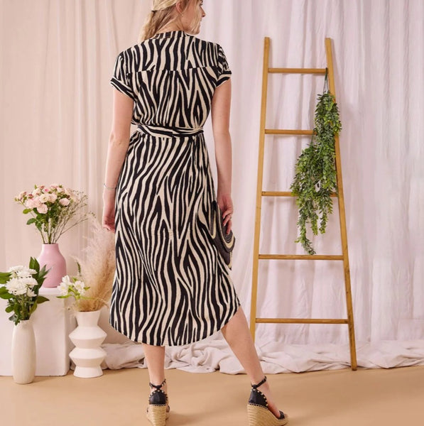 Iris - Zebra : Classic Button up Maxi Shirt Dress