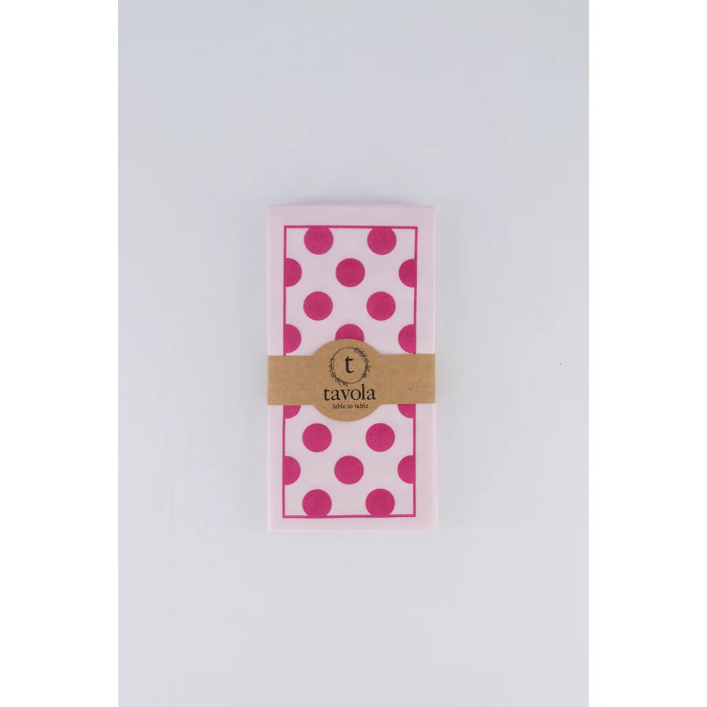 Tavola Biodegradable Slim napkins - Pink & Magenta Polka Dot