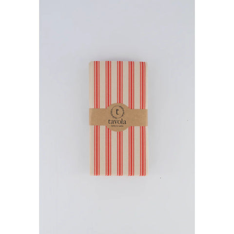Tavola Biodegradable Slim napkins - Pebble & Red Thin Stripe