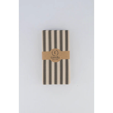 Tavola Biodegradable Slim napkins - Pebble & Black Thin Stripe
