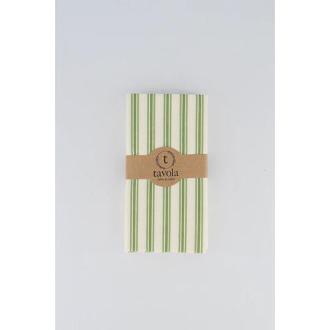Tavola Biodegradable Slim napkins - Cream & Green Thin Stripe