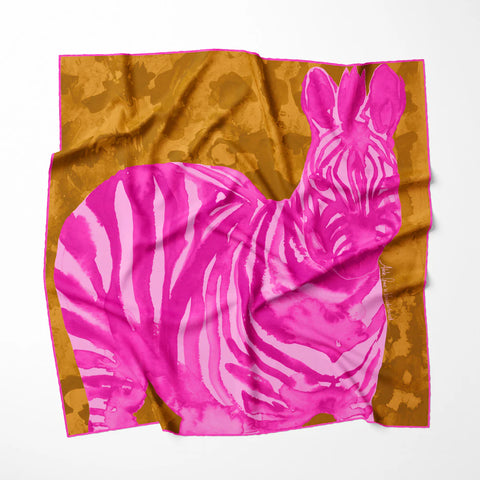 Wanderland Adele Grace Zebra Silk Habotai Scarf