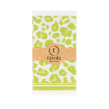 Tavola Biodegradable Slim napkins - Apple Green Leopard