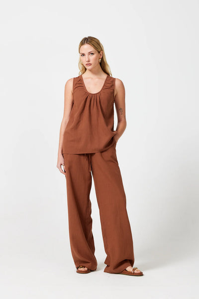 Rosalie Linen Palazzo - Canyon Clay