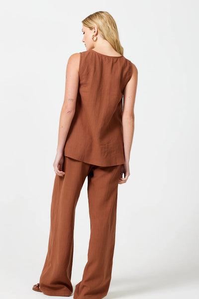 Rosalie Linen Palazzo - Canyon Clay