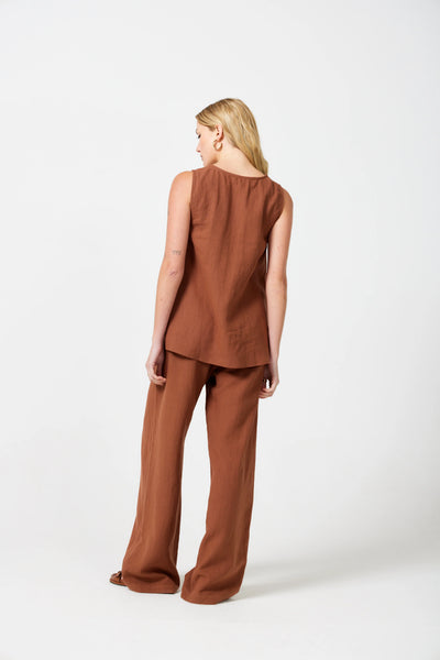 Rosalie Scoop Neck Top - Canyon Clay