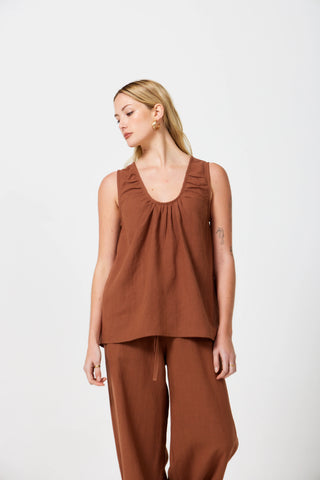 Rosalie Scoop Neck Top - Canyon Clay