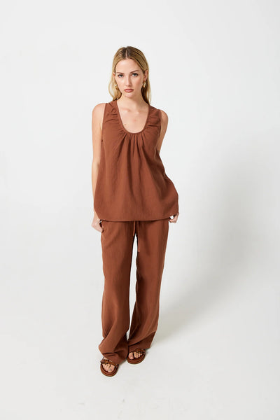 Rosalie Scoop Neck Top - Canyon Clay