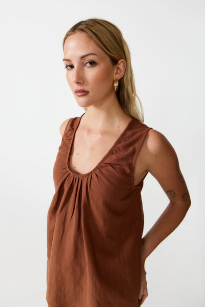Rosalie Scoop Neck Top - Canyon Clay