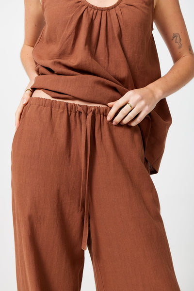 Rosalie Linen Palazzo - Canyon Clay