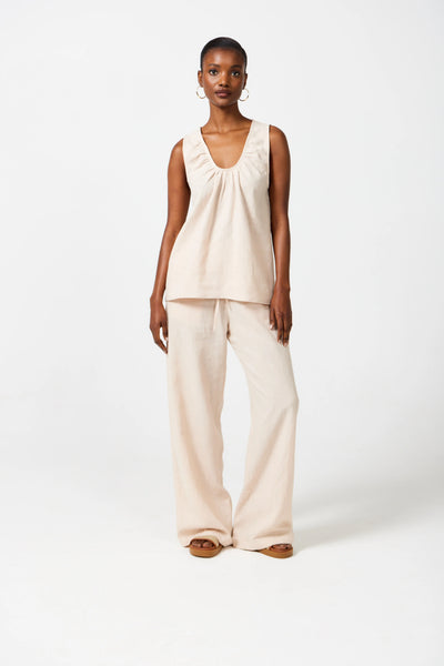 Rosalie Scoop Neck Top - Almond Milk