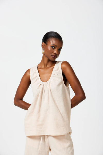 Rosalie Scoop Neck Top - Almond Milk