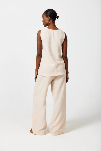 Rosalie Scoop Neck Top - Almond Milk