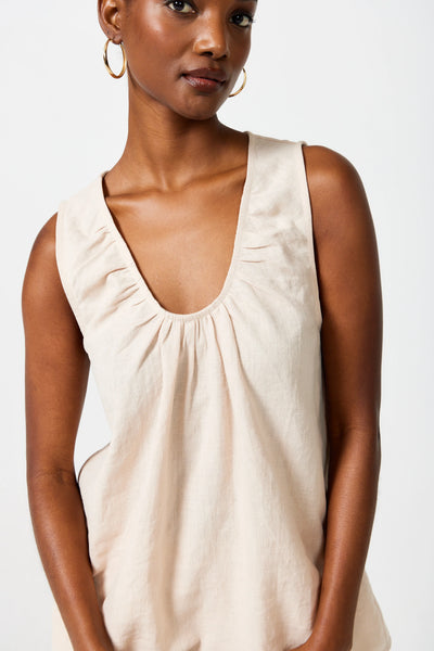 Rosalie Scoop Neck Top - Almond Milk