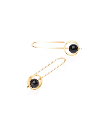 Gwen Earrings Gold - Black Agate