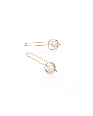 Gwen Earrings Gold - White Howlite