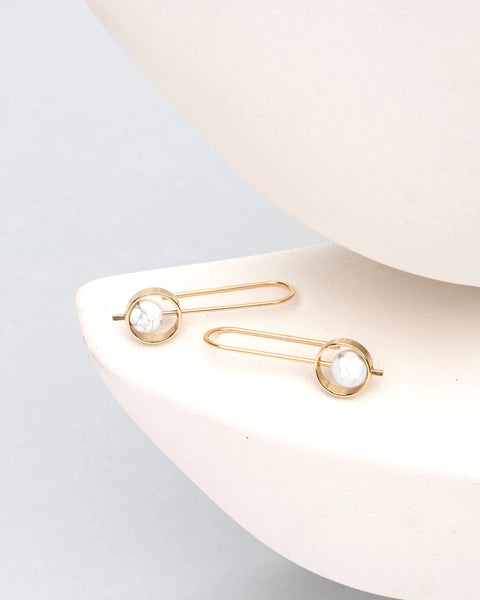 Gwen Earrings Gold - White Howlite