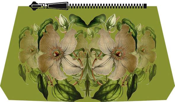 Vanity Bag Velvet - Natural (Big) Flower on Green (VB001/4)