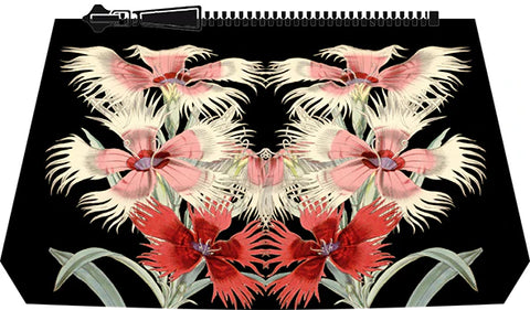 Vanity Bag Velvet - Light Pink/Red Flowers on Black (VB001/6)