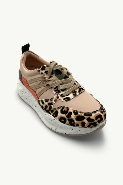 Julz Wade Sneaker in Beige & Leopard