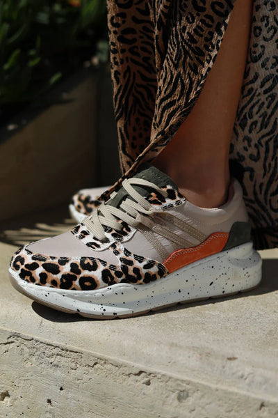 Julz Wade Sneaker in Beige & Leopard