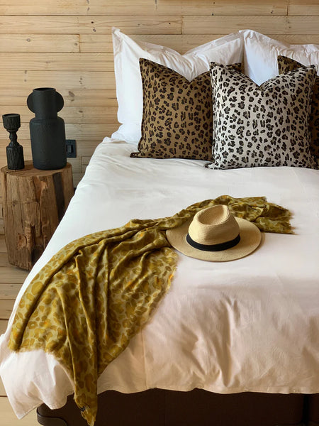 Aureum Leopard Ebony Ivory Velvet Scatter Cushion