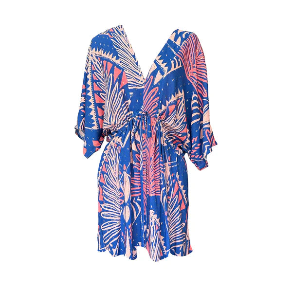 Wanderland Tribal Blue Kaftan Dress Maxi