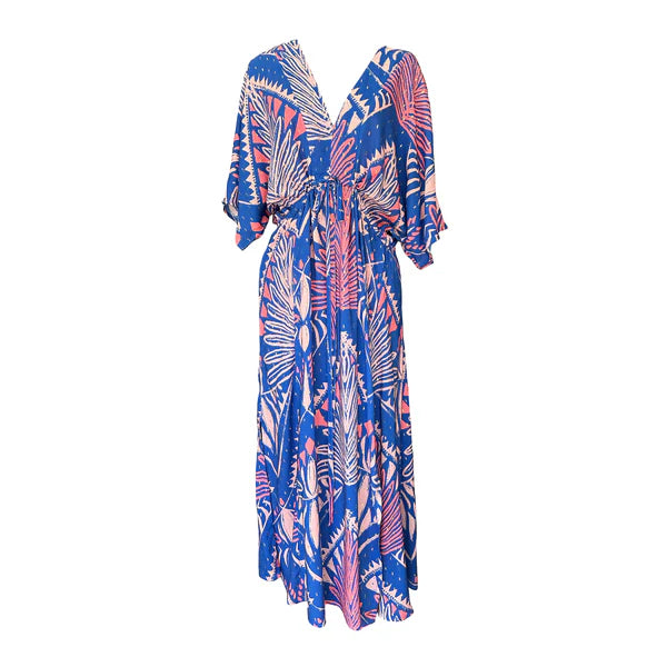 Wanderland Tribal Blue Kaftan Dress Maxi