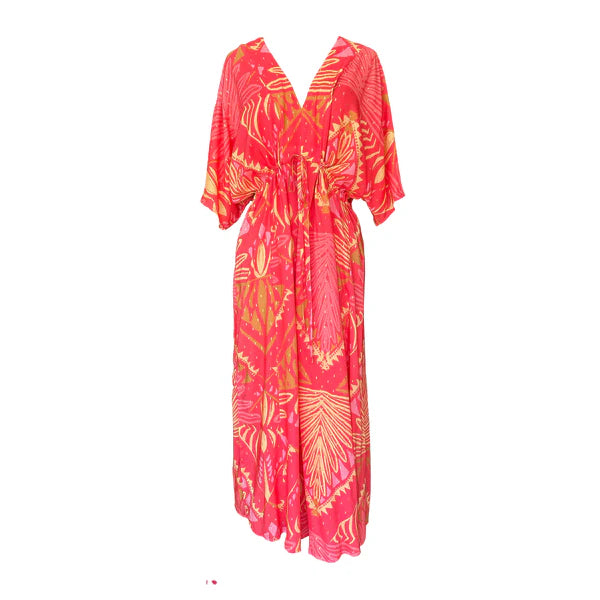 Wanderland Tribal Coral Kaftan Dress Maxi