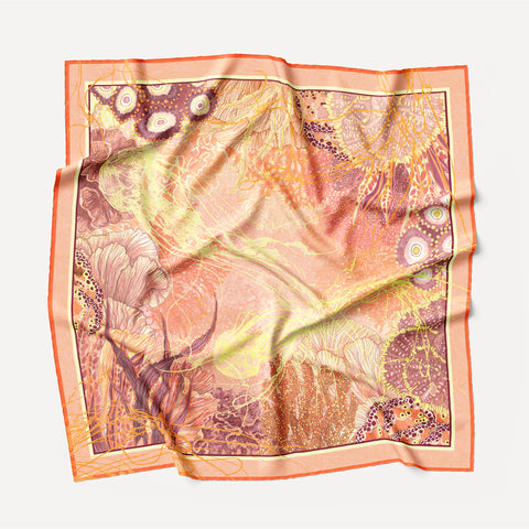 Wanderland Oceanum Coral Silk Twill Scarf