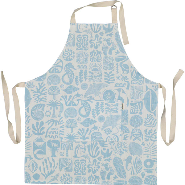 Aprons (Pocket) / Africa Deep (Light Blue on White)