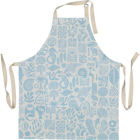 Aprons (Pocket) / Africa Deep (Light Blue on White)