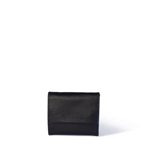 Billie Leather Small Trifold Wallet - Black