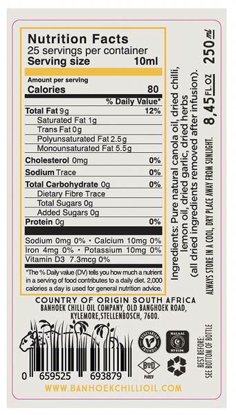 Banhoek Chilli Oil Lemon & Herb - 250ml