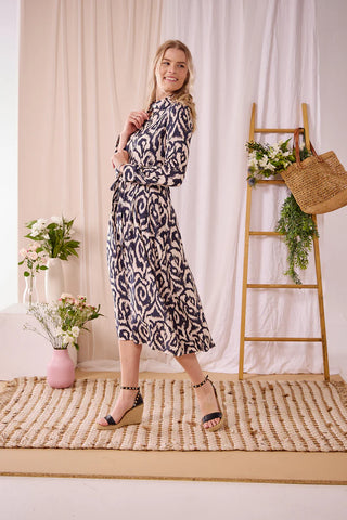 Blake: Blossom: Button-up long sleeve collared dress