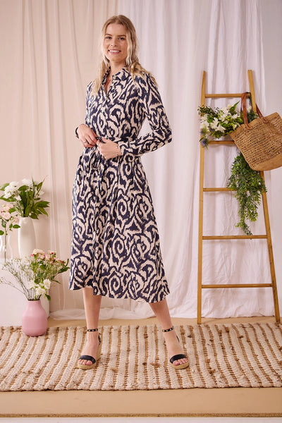 Blake: Blossom: Button-up long sleeve collared dress