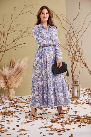 Maddison Maxi - Jungle Jewel: Button-up Collared Tiered Maxi dress