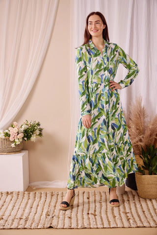 Maddison Maxi - Wild Wonder: Button-up Collared Tiered Maxi dress