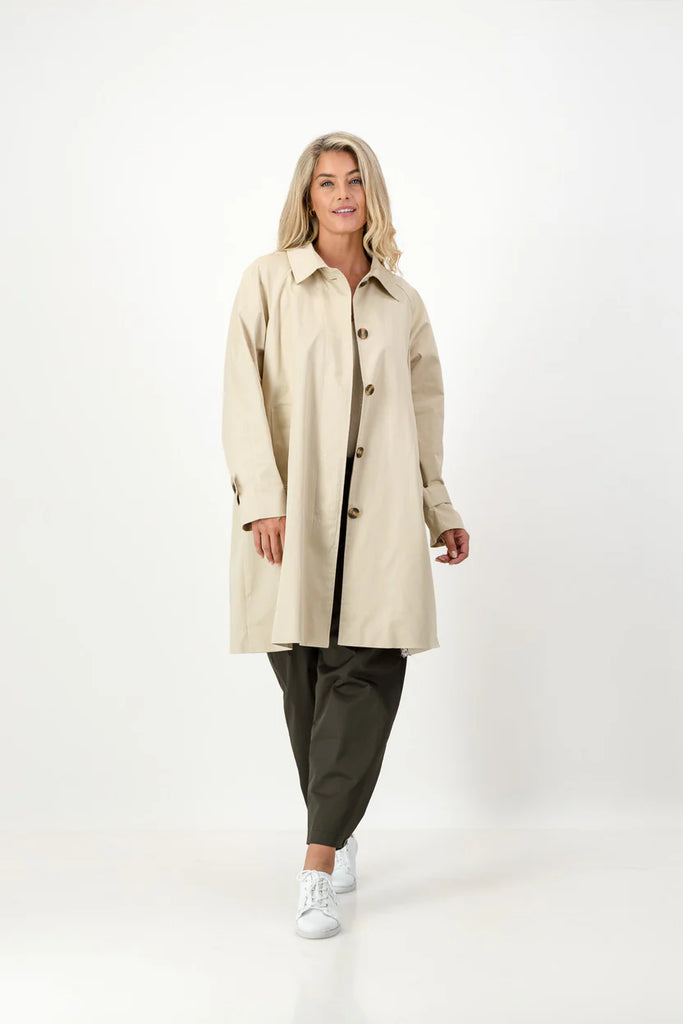 Carla Cotton Twill Coat - Stone