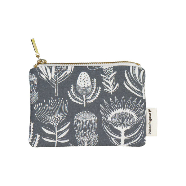 Coin Purses / Floral Kingdom (White On Grey)