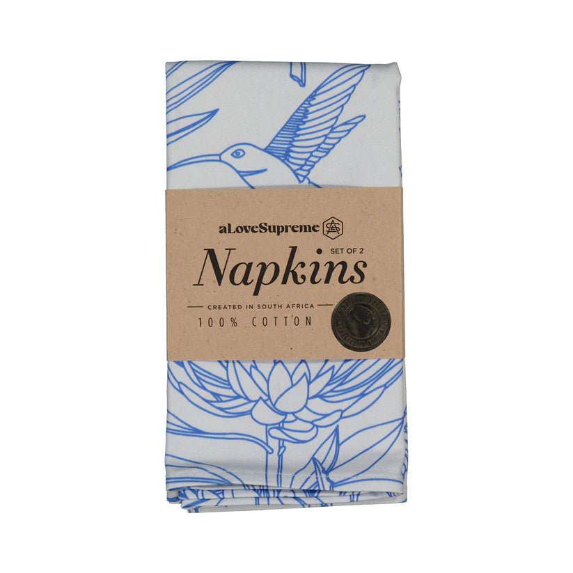 Fabric Napkins (2 Set) / Bloom Essence (Blue on Light Blue)