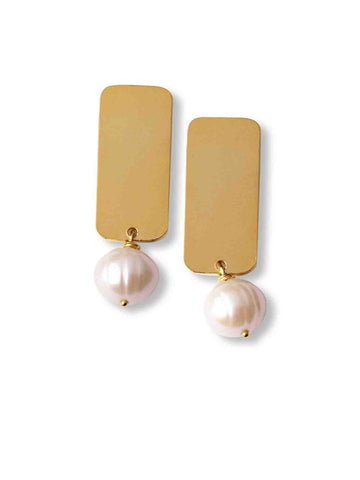 Obtuse Gold Jane White Pearl Earrings