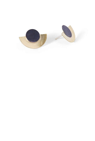 Obtuse Gold & Charcoal Disc and Dot earrings